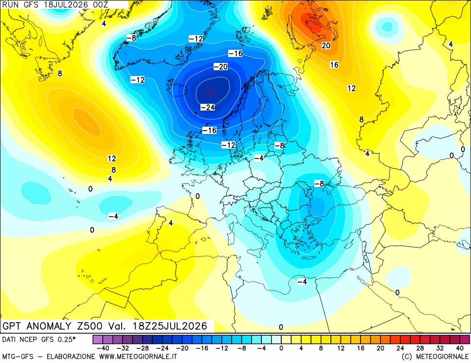 mappa 500 hPa GPT Anomaly vs Cli.No 1981-2010