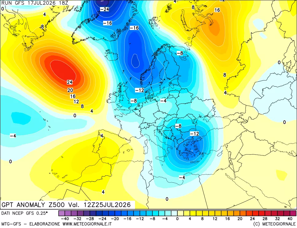 mappa 500 hPa GPT Anomaly vs Cli.No 1981-2010