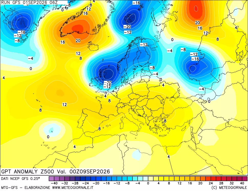 mappa 500 hPa GPT Anomaly vs Cli.No 1981-2010
