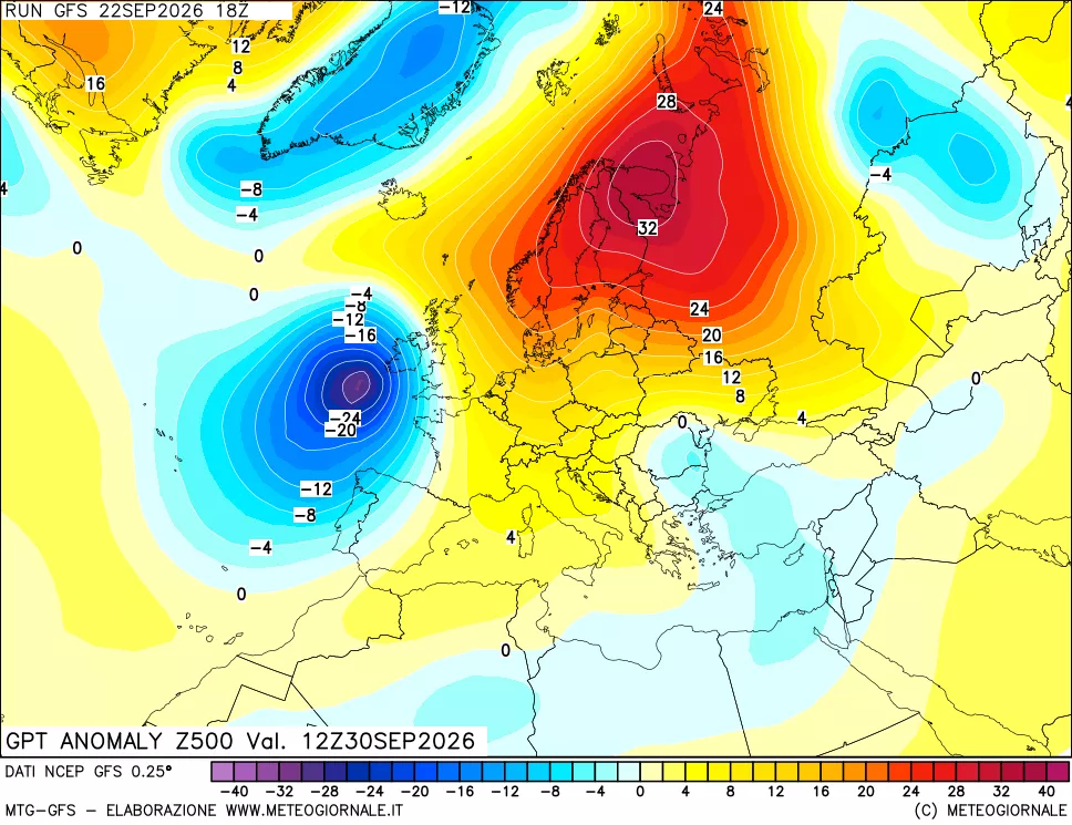 mappa 500 hPa GPT Anomaly vs Cli.No 1981-2010