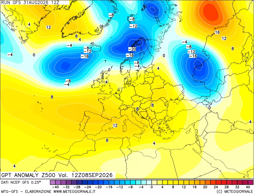 mappa 500 hPa GPT Anomaly vs Cli.No 1981-2010