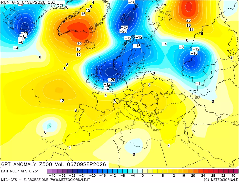 mappa 500 hPa GPT Anomaly vs Cli.No 1981-2010