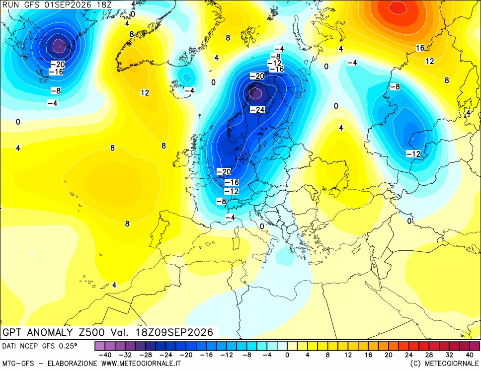 mappa 500 hPa GPT Anomaly vs Cli.No 1981-2010