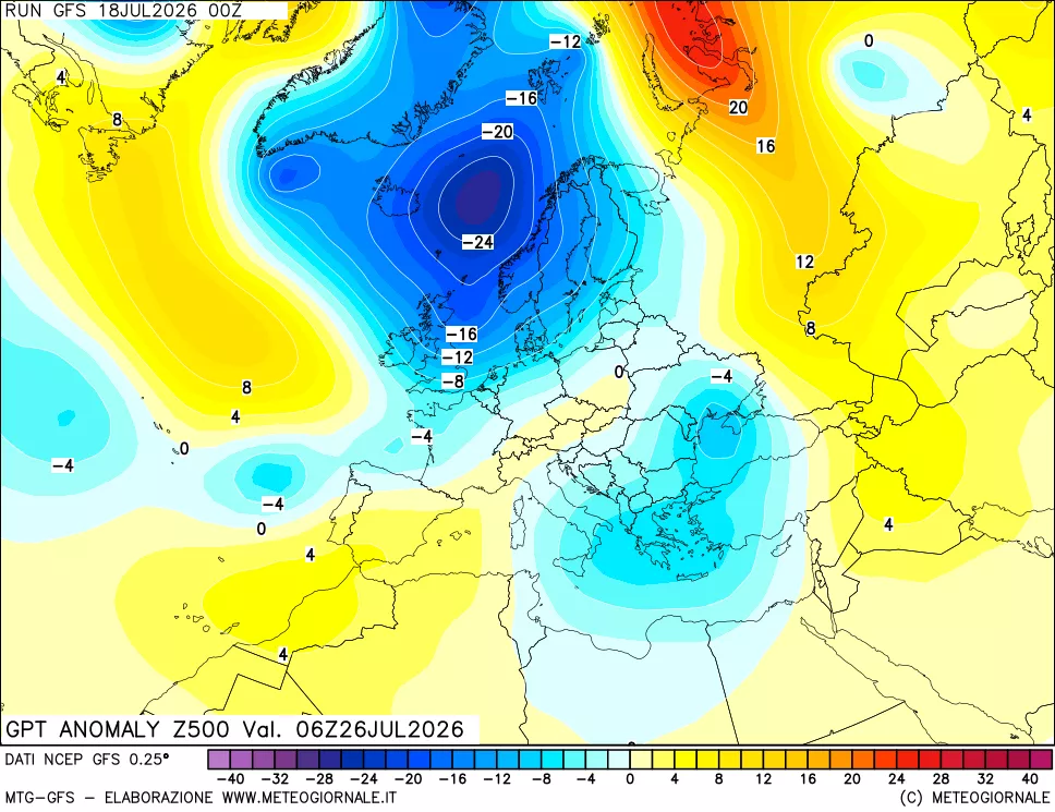 mappa 500 hPa GPT Anomaly vs Cli.No 1981-2010