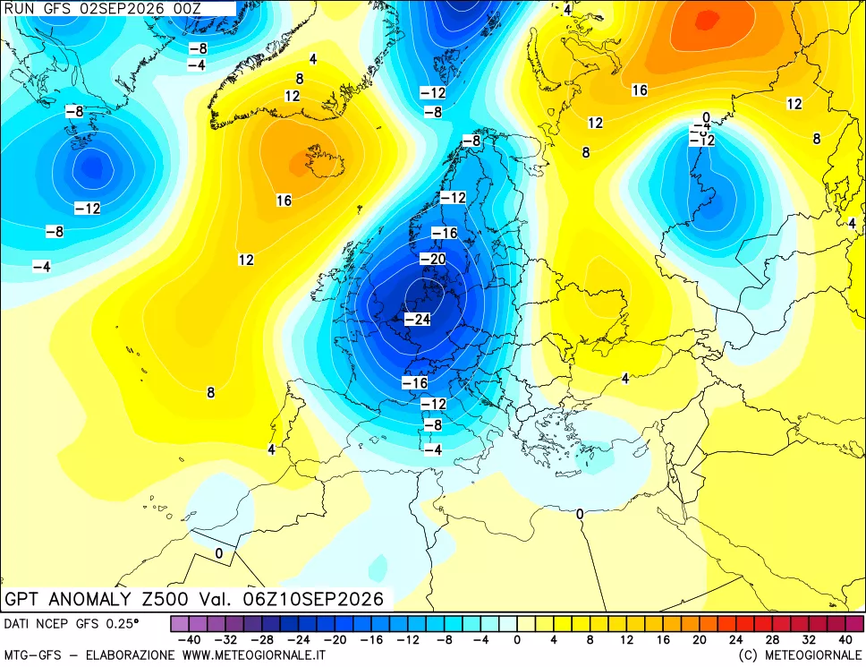 mappa 500 hPa GPT Anomaly vs Cli.No 1981-2010