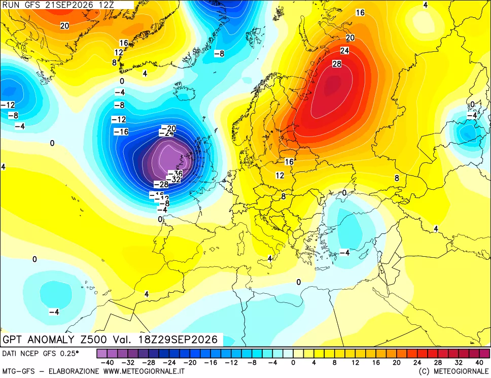 mappa 500 hPa GPT Anomaly vs Cli.No 1981-2010