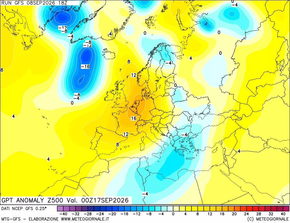 mappa 500 hPa GPT Anomaly vs Cli.No 1981-2010