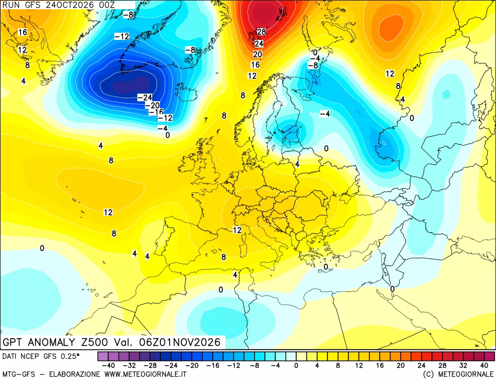 mappa 500 hPa GPT Anomaly vs Cli.No 1981-2010