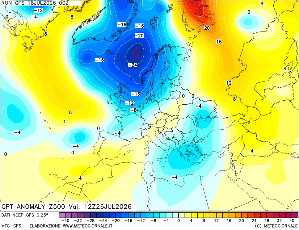 mappa 500 hPa GPT Anomaly vs Cli.No 1981-2010