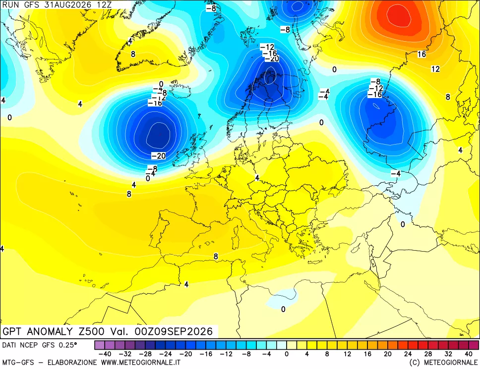 mappa 500 hPa GPT Anomaly vs Cli.No 1981-2010