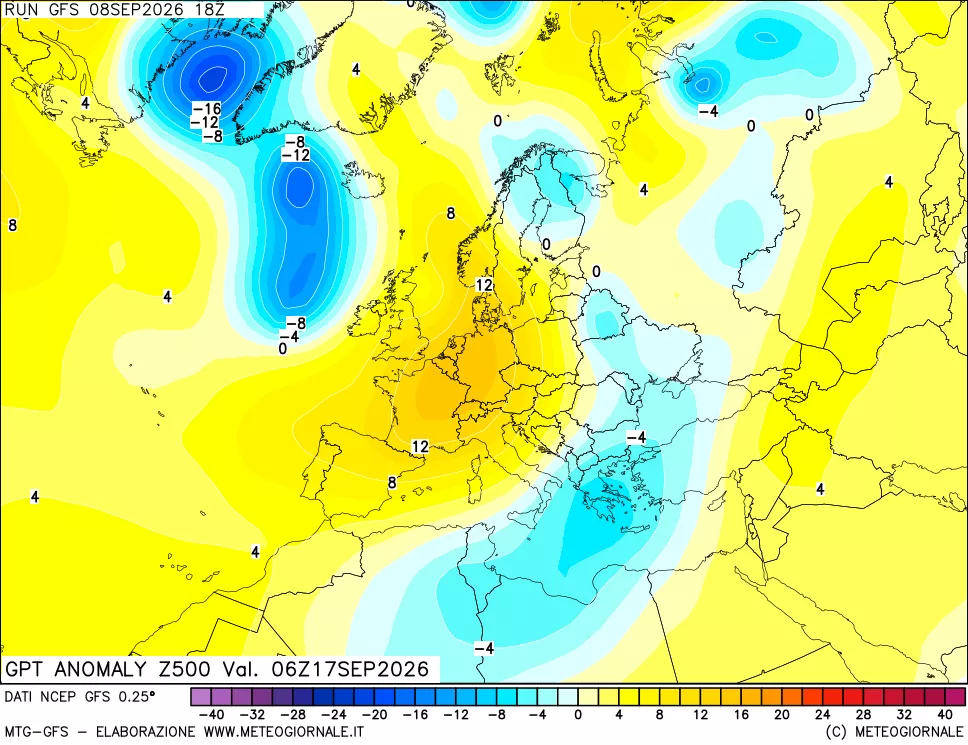 mappa 500 hPa GPT Anomaly vs Cli.No 1981-2010