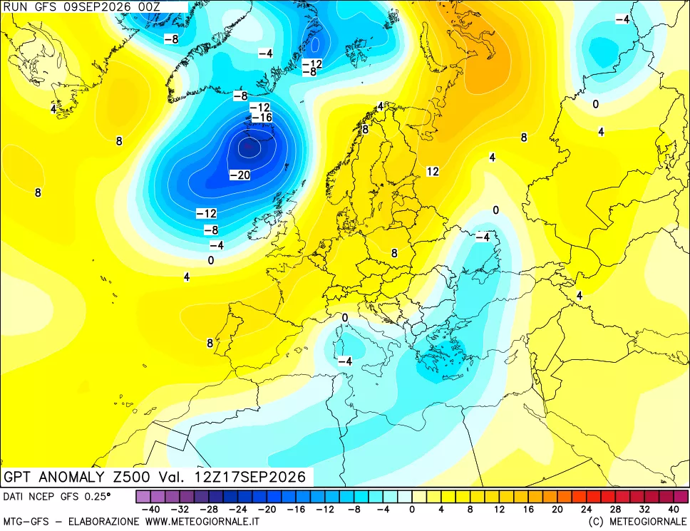 mappa 500 hPa GPT Anomaly vs Cli.No 1981-2010