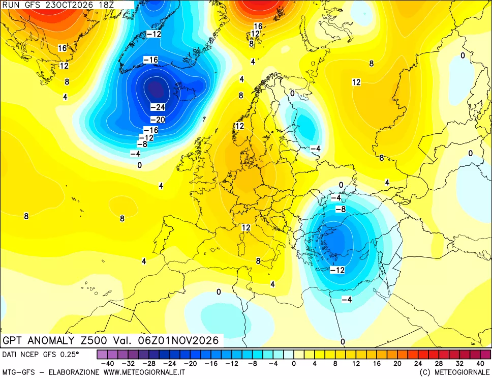 mappa 500 hPa GPT Anomaly vs Cli.No 1981-2010