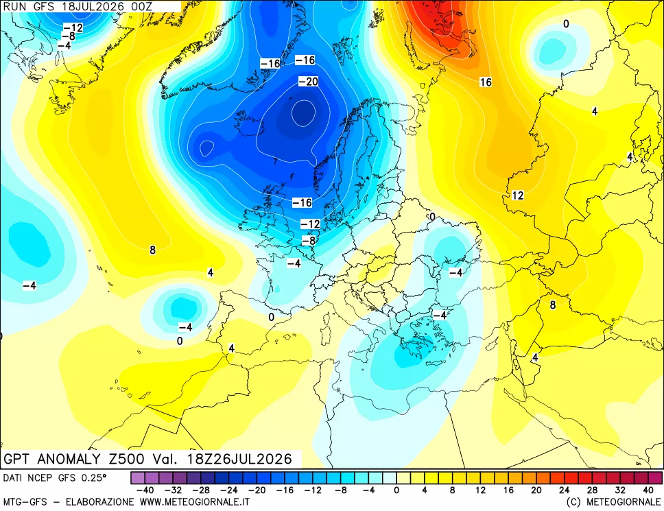 mappa 500 hPa GPT Anomaly vs Cli.No 1981-2010
