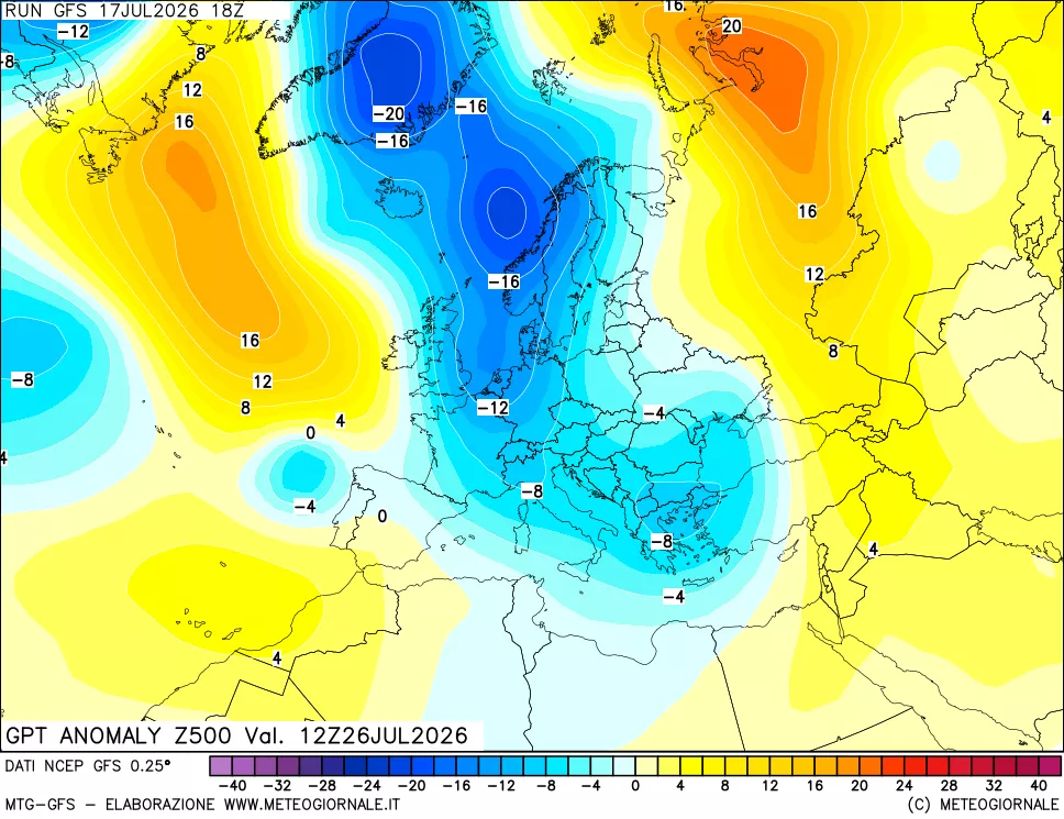 mappa 500 hPa GPT Anomaly vs Cli.No 1981-2010