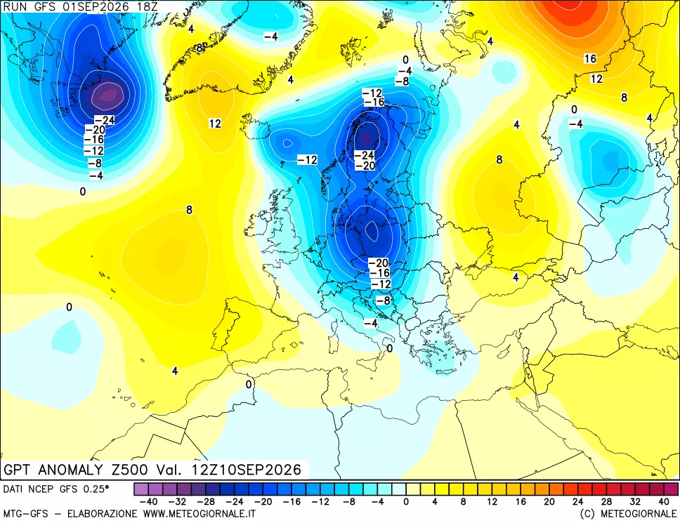 mappa 500 hPa GPT Anomaly vs Cli.No 1981-2010