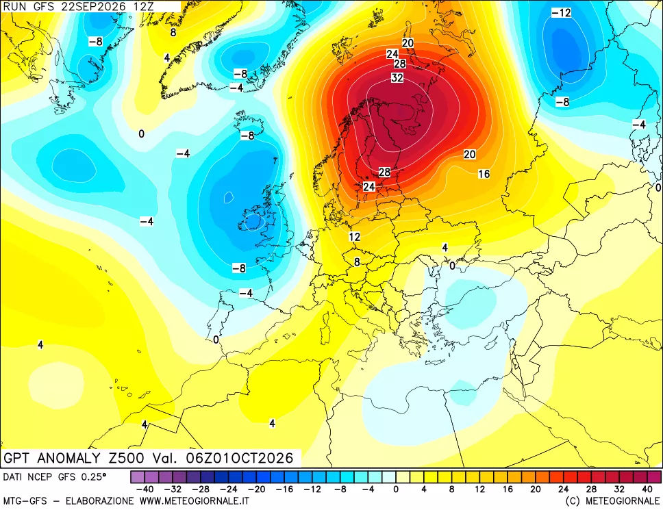 mappa 500 hPa GPT Anomaly vs Cli.No 1981-2010