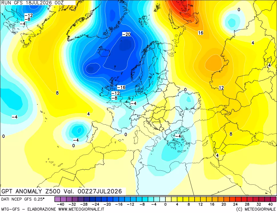 mappa 500 hPa GPT Anomaly vs Cli.No 1981-2010