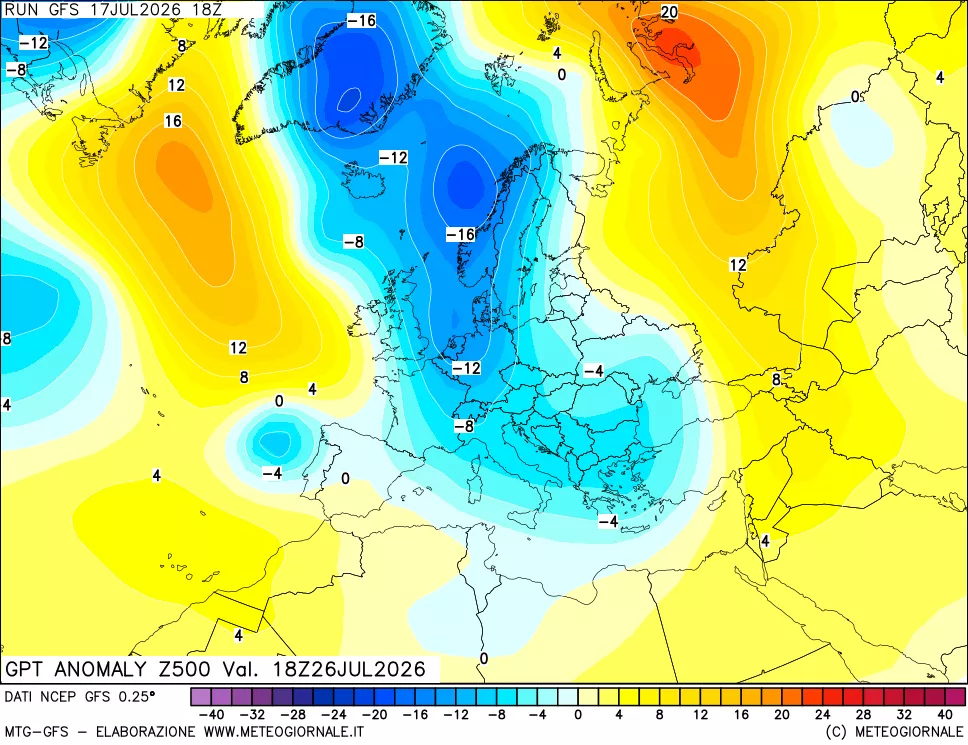 mappa 500 hPa GPT Anomaly vs Cli.No 1981-2010