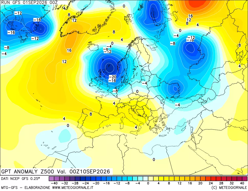 mappa 500 hPa GPT Anomaly vs Cli.No 1981-2010