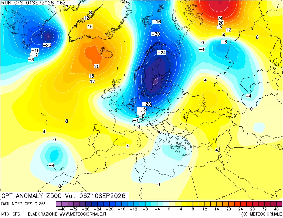 mappa 500 hPa GPT Anomaly vs Cli.No 1981-2010
