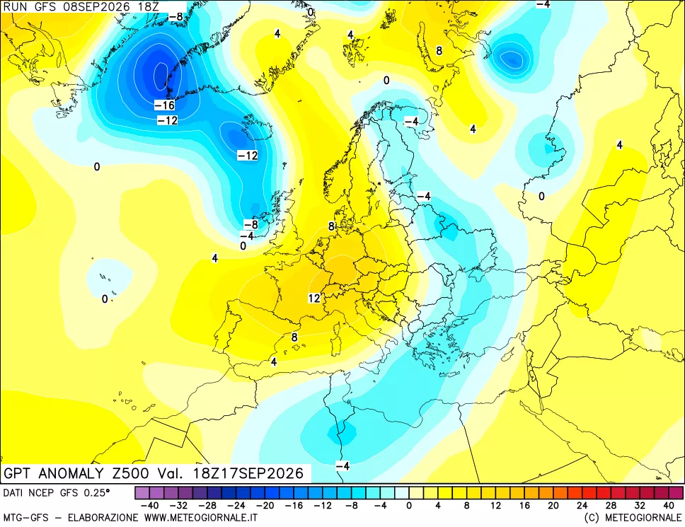 mappa 500 hPa GPT Anomaly vs Cli.No 1981-2010