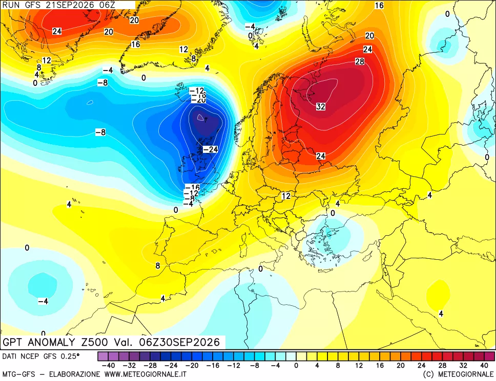 mappa 500 hPa GPT Anomaly vs Cli.No 1981-2010