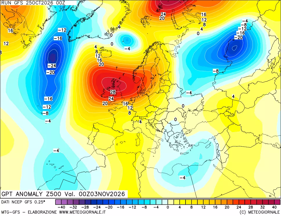 mappa 500 hPa GPT Anomaly vs Cli.No 1981-2010