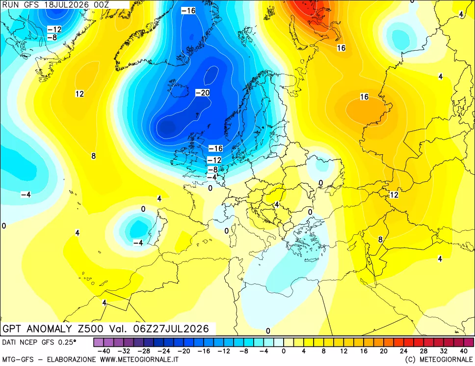 mappa 500 hPa GPT Anomaly vs Cli.No 1981-2010