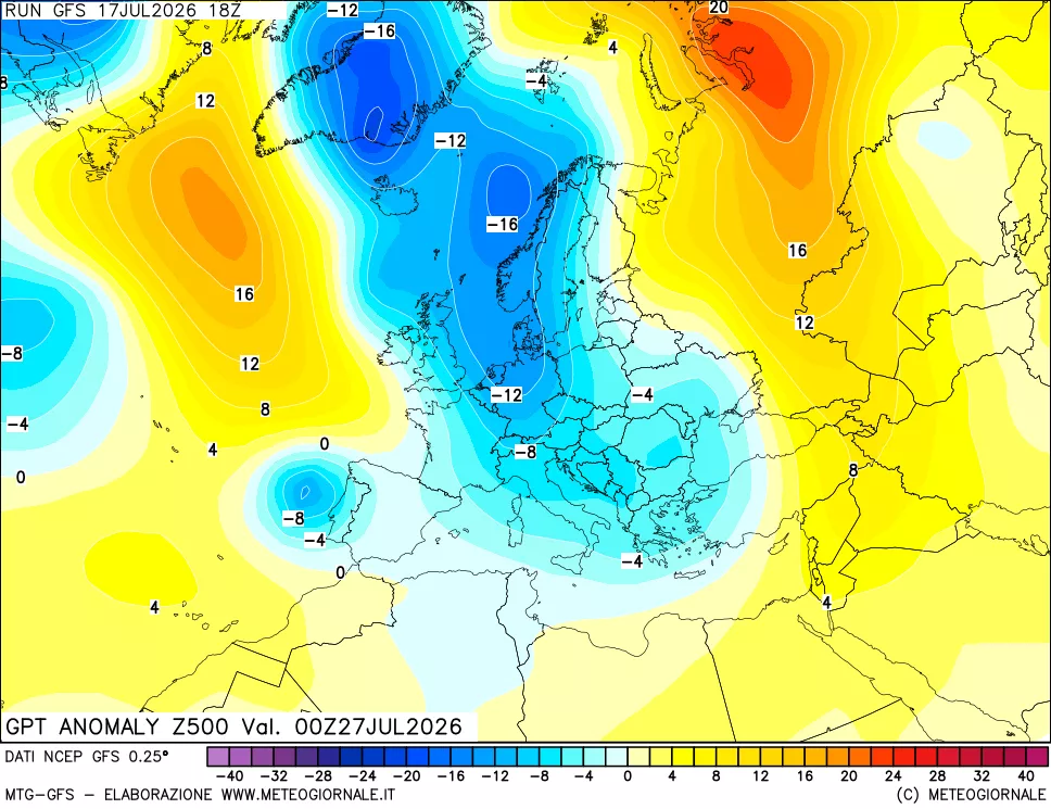 mappa 500 hPa GPT Anomaly vs Cli.No 1981-2010