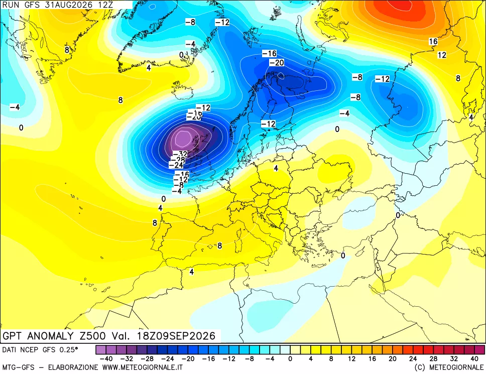 mappa 500 hPa GPT Anomaly vs Cli.No 1981-2010