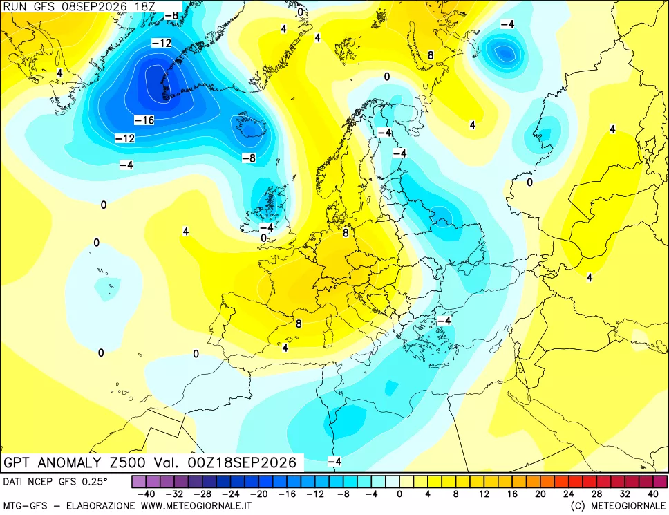 mappa 500 hPa GPT Anomaly vs Cli.No 1981-2010