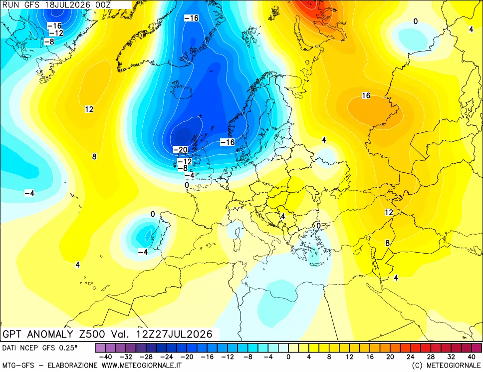 mappa 500 hPa GPT Anomaly vs Cli.No 1981-2010