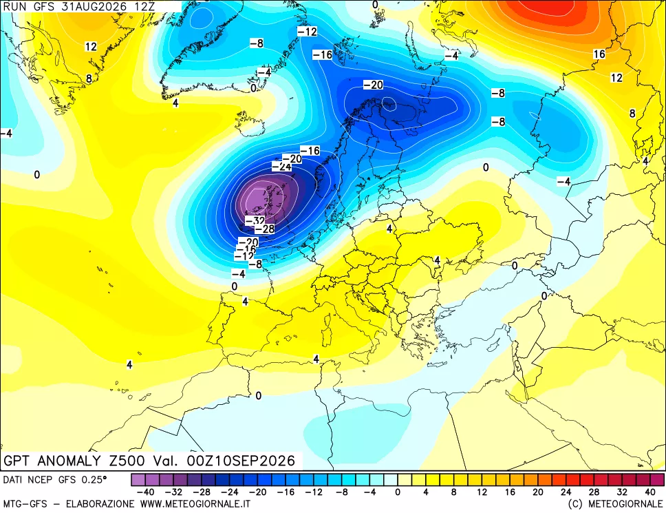 mappa 500 hPa GPT Anomaly vs Cli.No 1981-2010