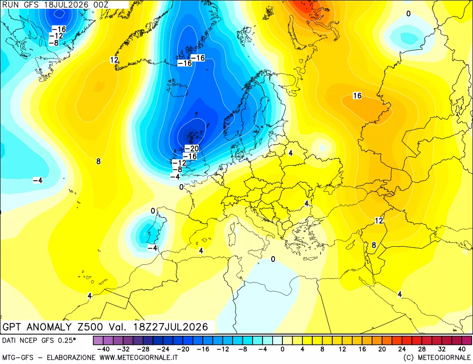 mappa 500 hPa GPT Anomaly vs Cli.No 1981-2010