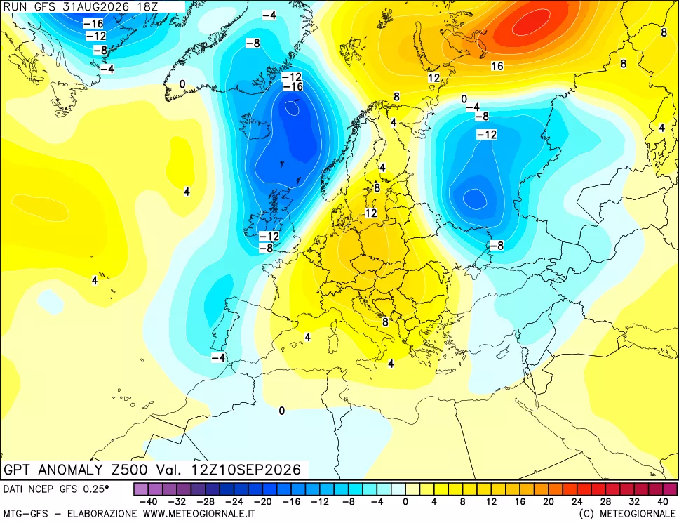 mappa 500 hPa GPT Anomaly vs Cli.No 1981-2010