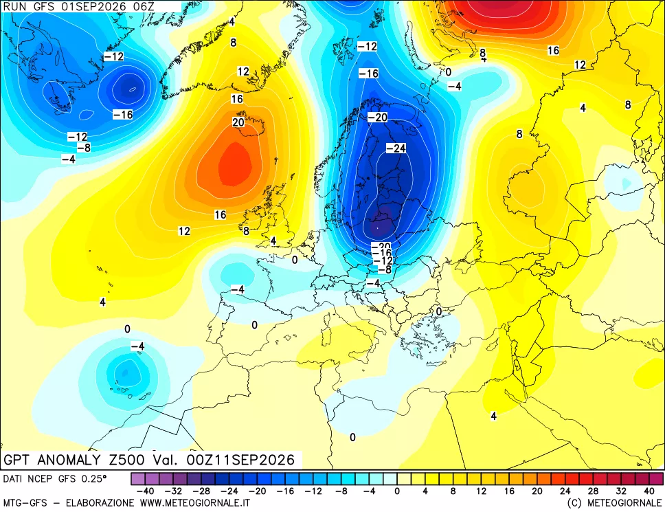 mappa 500 hPa GPT Anomaly vs Cli.No 1981-2010