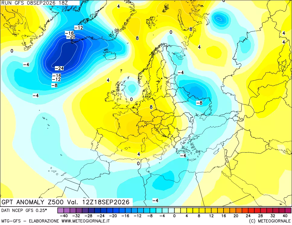 mappa 500 hPa GPT Anomaly vs Cli.No 1981-2010