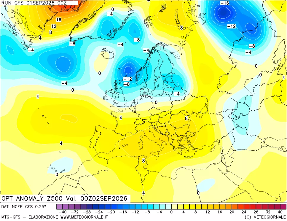 mappa 500 hPa GPT Anomaly vs Cli.No 1981-2010