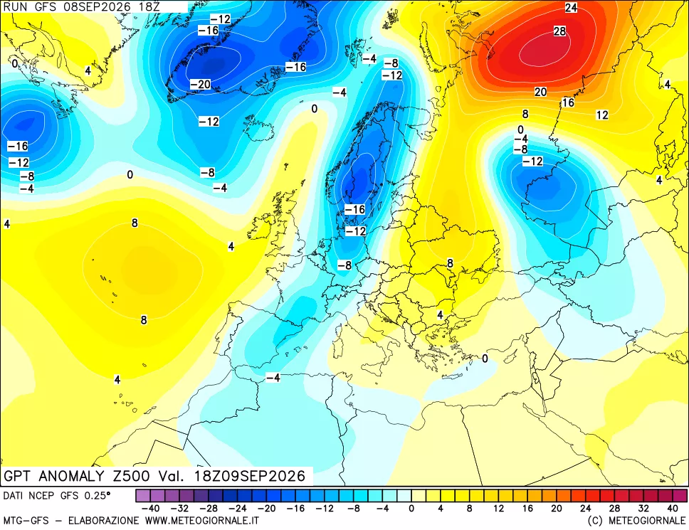 mappa 500 hPa GPT Anomaly vs Cli.No 1981-2010