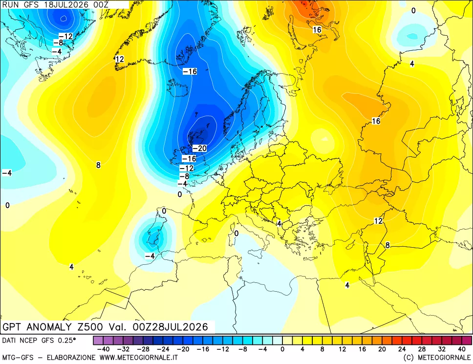 mappa 500 hPa GPT Anomaly vs Cli.No 1981-2010