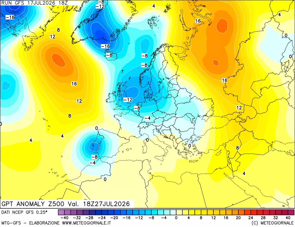 mappa 500 hPa GPT Anomaly vs Cli.No 1981-2010
