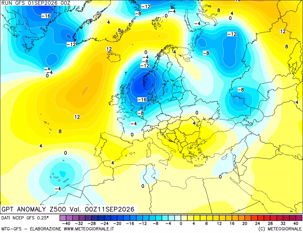 mappa 500 hPa GPT Anomaly vs Cli.No 1981-2010