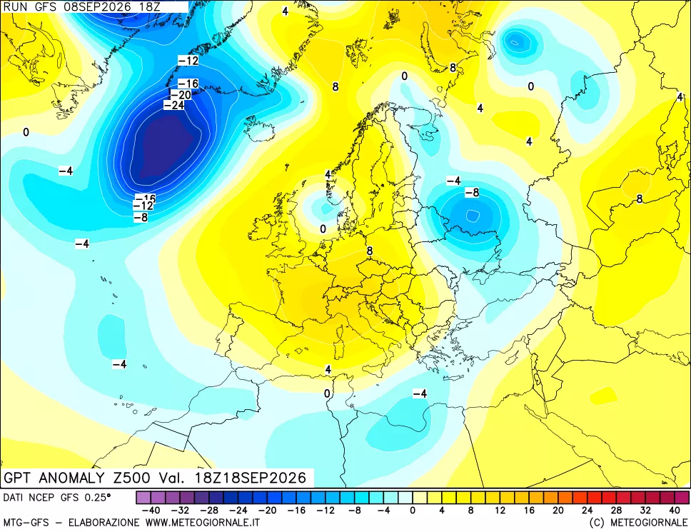 mappa 500 hPa GPT Anomaly vs Cli.No 1981-2010
