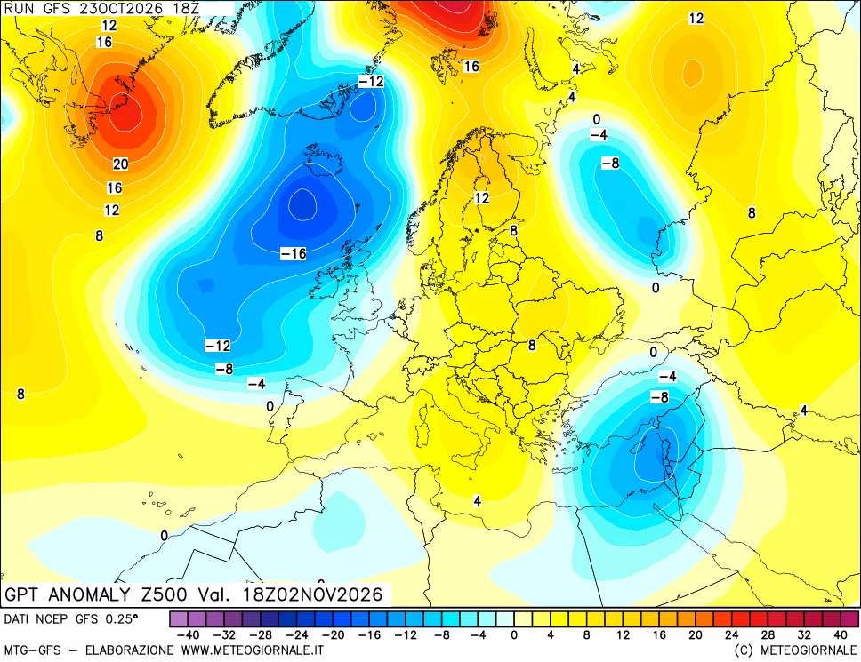 mappa 500 hPa GPT Anomaly vs Cli.No 1981-2010