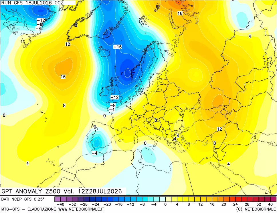 mappa 500 hPa GPT Anomaly vs Cli.No 1981-2010