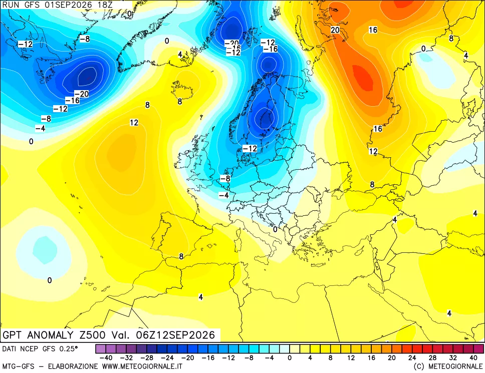mappa 500 hPa GPT Anomaly vs Cli.No 1981-2010