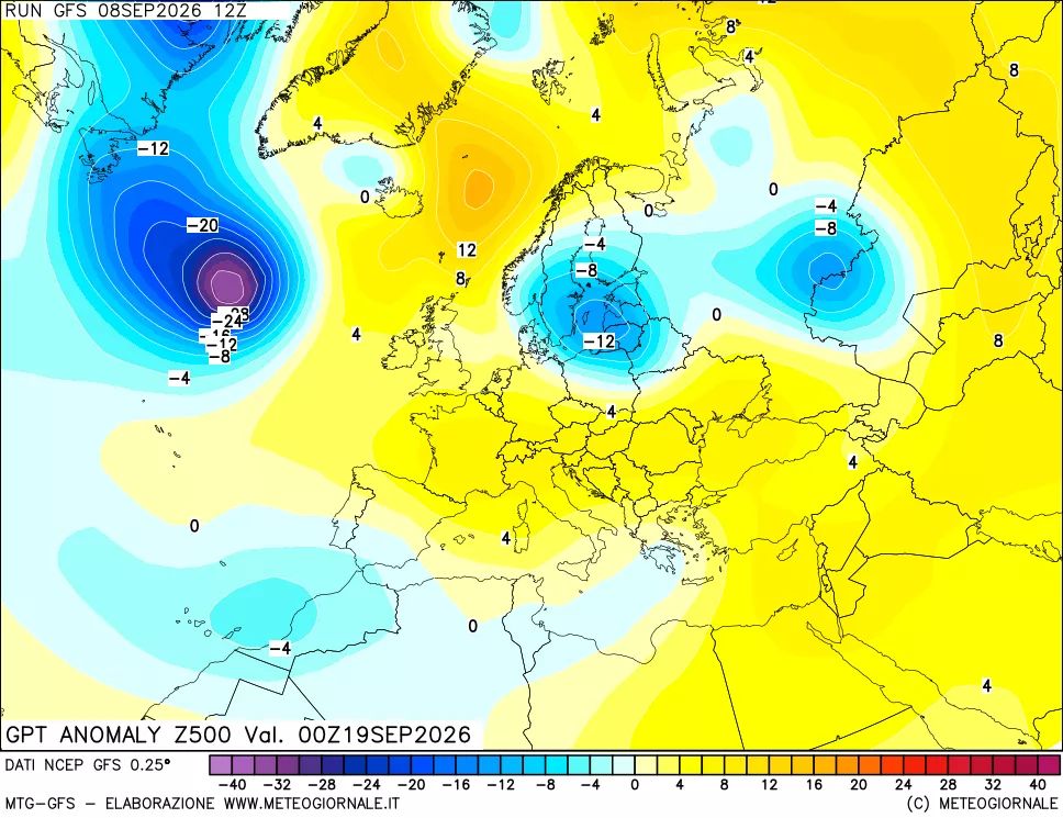 mappa 500 hPa GPT Anomaly vs Cli.No 1981-2010