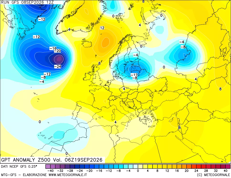 mappa 500 hPa GPT Anomaly vs Cli.No 1981-2010