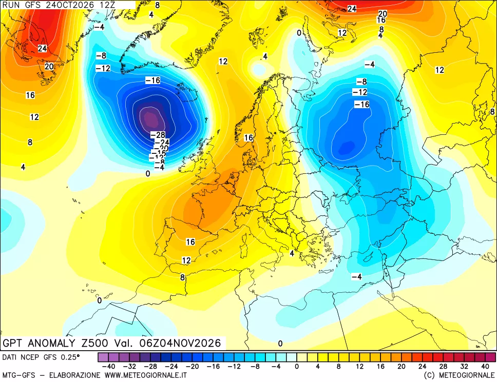 mappa 500 hPa GPT Anomaly vs Cli.No 1981-2010